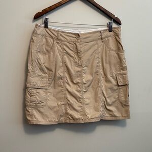 Denver Hayes Vintage Cargo Stretch Casual Sport Golf Mini Skort Skirt Tan